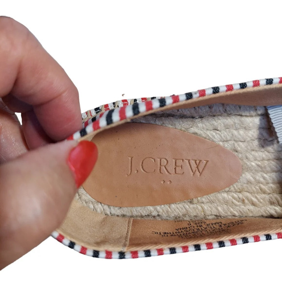 J. Crew Red White Blue Striped Canvas Jute‎ Rope Espadrilles Flats Patriotic - Picture 8 of 16